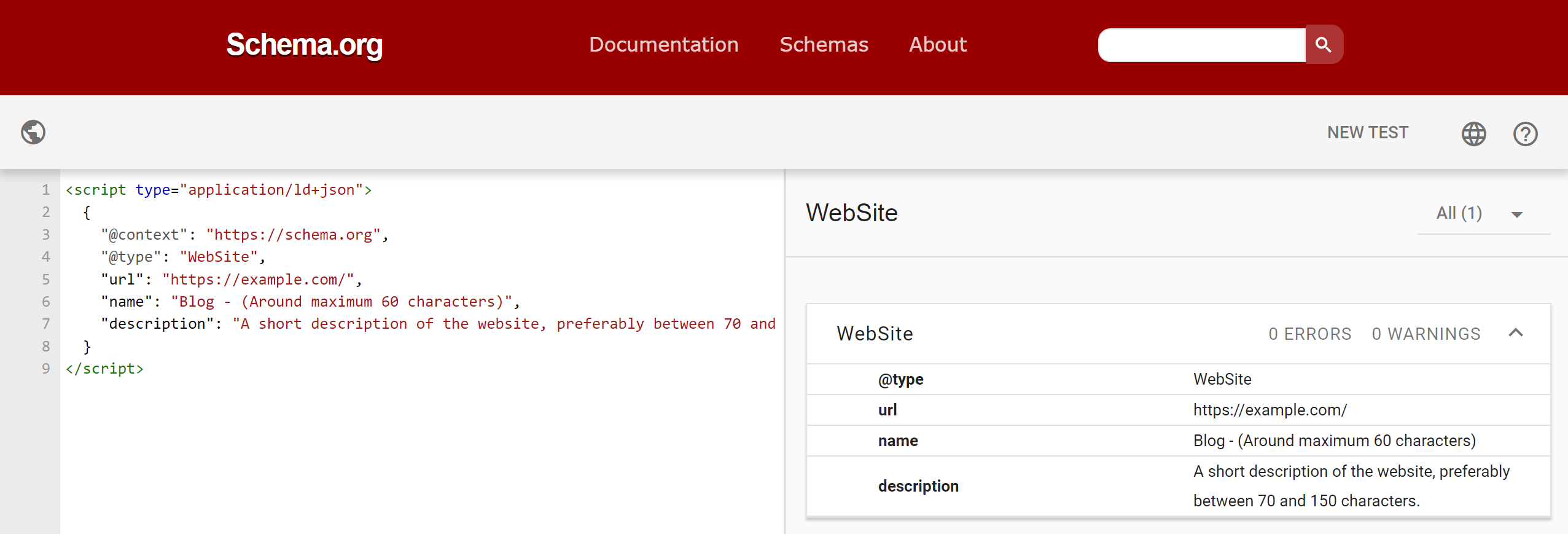 Schema markup validated
